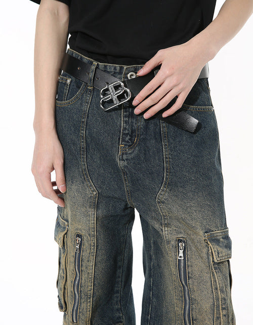 Load image into Gallery viewer, Mid Rise Jeans with Cargo Pockets
