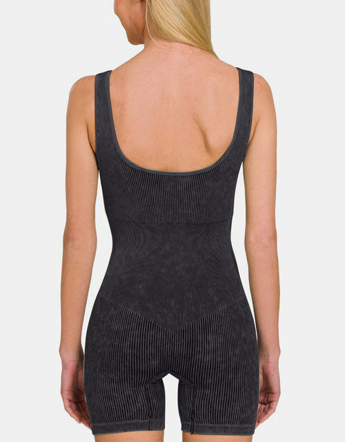 Load image into Gallery viewer, Zenana Washed Ribbed Romper with Pad
