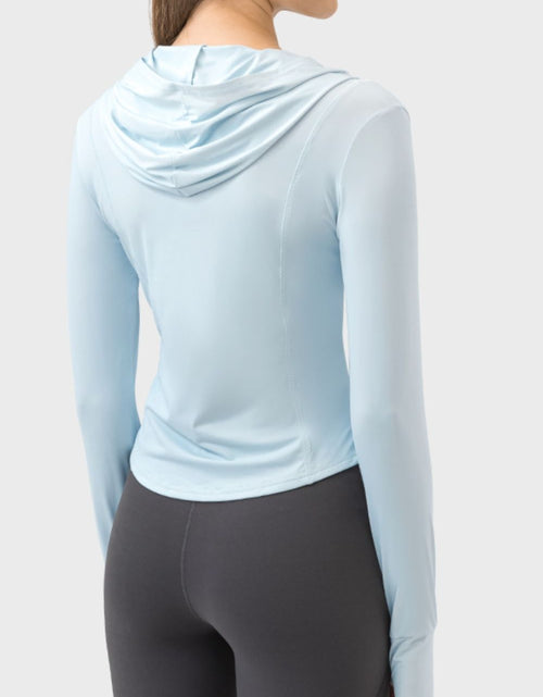 Load image into Gallery viewer, Millennia Pocketed Zip Up Hooded Long Sleeve Active Outerwear
