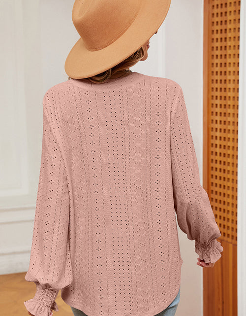 Load image into Gallery viewer, Eyelet Notched Long Sleeve T-Shirt
