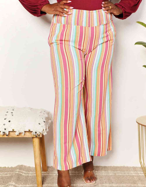 Load image into Gallery viewer, Double Take Striped Smocked Waist Pants with Pockets
