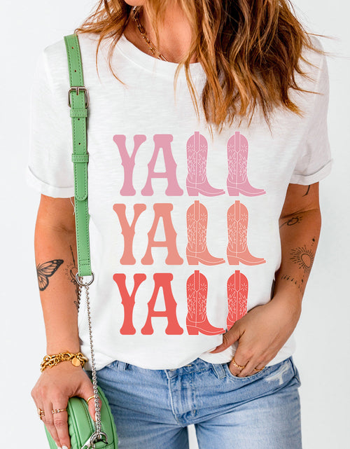 Load image into Gallery viewer, Letter Graphic Round Neck Short Sleeve T-Shirt

