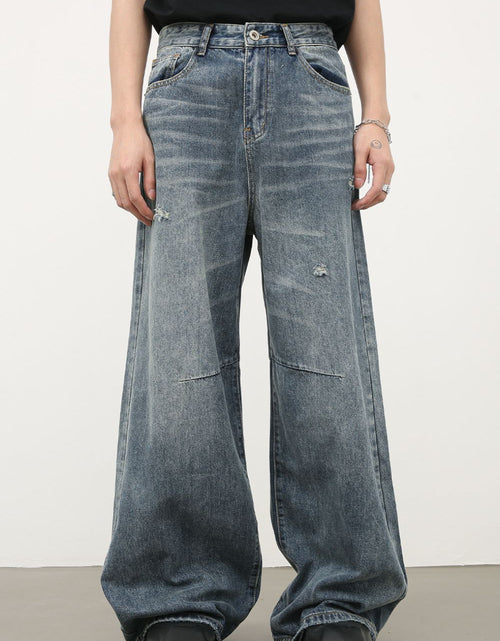 Load image into Gallery viewer, Men's Distressed Wide Leg Jeans
