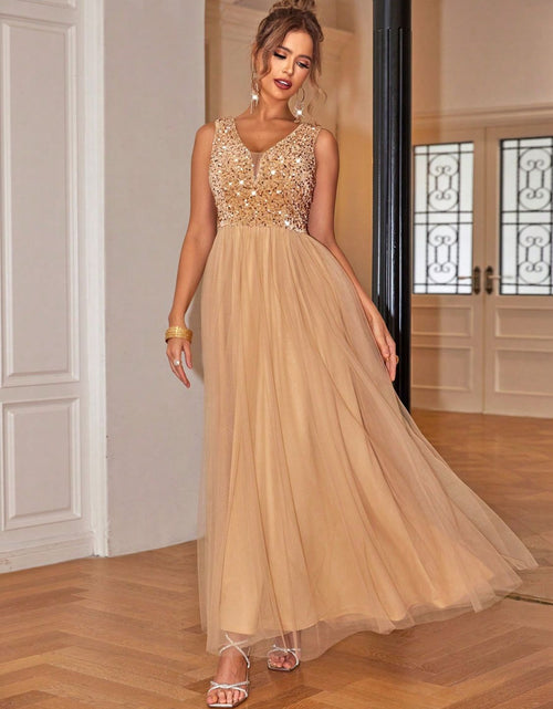 Load image into Gallery viewer, Sequin V-Neck Sleeveless Dress
