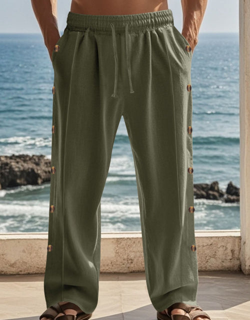 Load image into Gallery viewer, Men's Full Size Side Button Wide Leg Pants Plus Size
