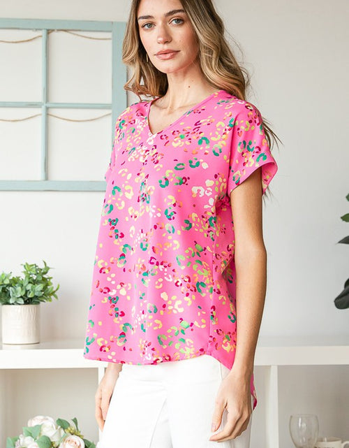 Load image into Gallery viewer, Heimish Full Size Animal print V-Neck Short Sleeve T-Shirt Plus Size
