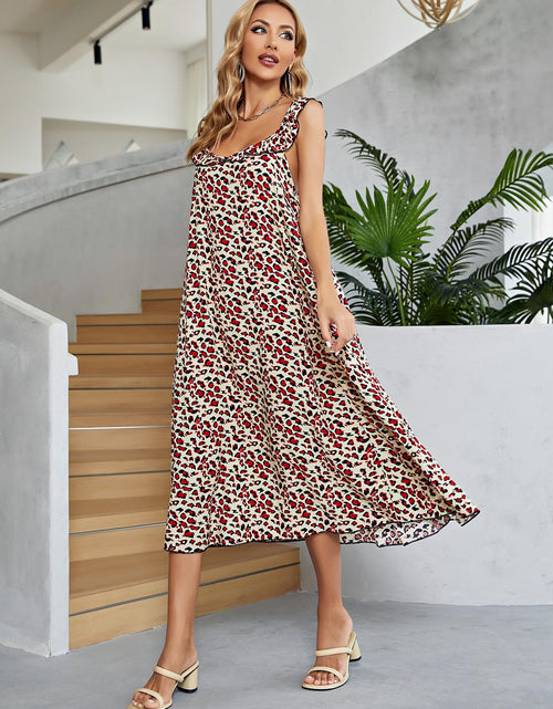 Load image into Gallery viewer, Printed Ruffled Sleeveless Midi Dress
