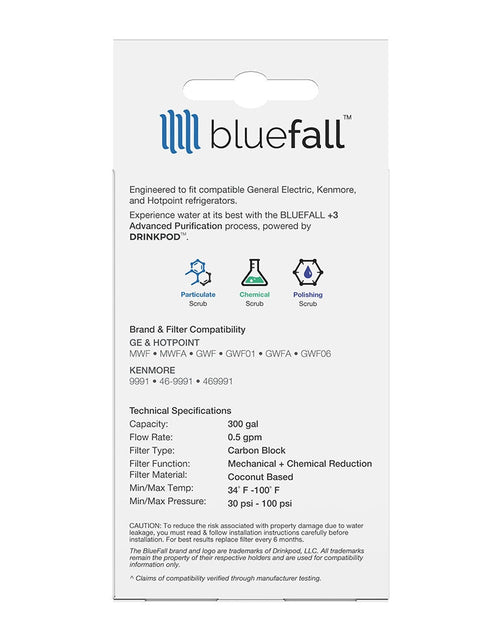 Load image into Gallery viewer, GE MWF Refrigerator Water Filter- Compatible by Bluefall by Drinkpod
