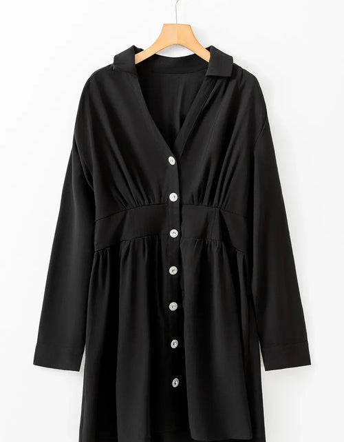 Load image into Gallery viewer, Ruched Button Up Long Sleeve Dress

