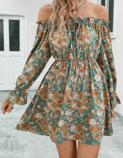 Load image into Gallery viewer, Floral Off-Shoulder Flounce Sleeve Dress
