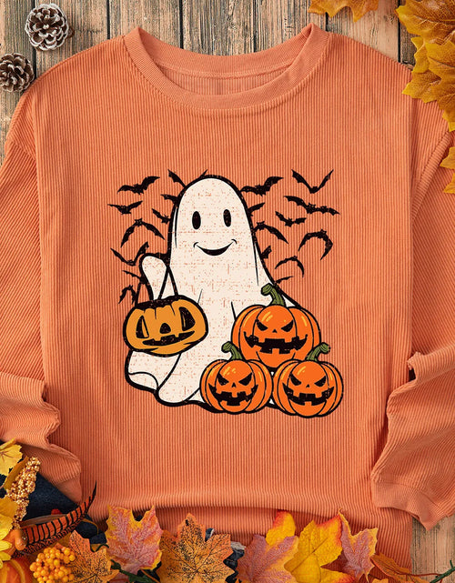 Load image into Gallery viewer, Jack-O'-Lantern Round Neck Long Sleeve Sweatshirt
