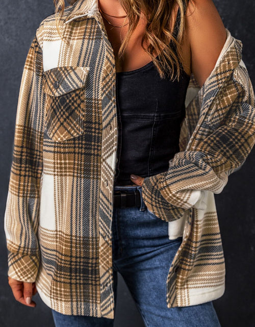 Load image into Gallery viewer, Plaid Button Up Long Sleeve Shacket
