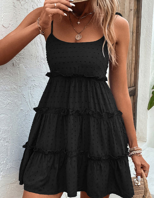 Load image into Gallery viewer, Shiny Frill Spaghetti Strap Tiered Dress
