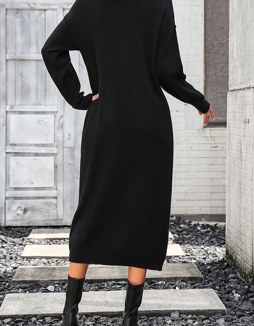 Load image into Gallery viewer, Notched Neck Dropped Shoulder Button-Down Midi Dress
