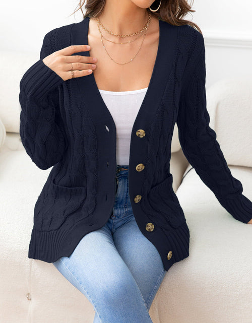 Load image into Gallery viewer, Button Down Cable-Knit Cardigan
