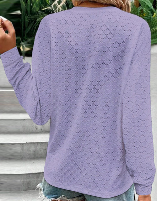 Load image into Gallery viewer, Eyelet Notched Long Sleeve T-Shirt
