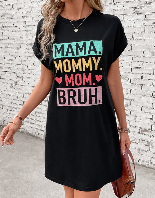 Load image into Gallery viewer, Letter Graphic Short Sleeve Mini Tee Dress
