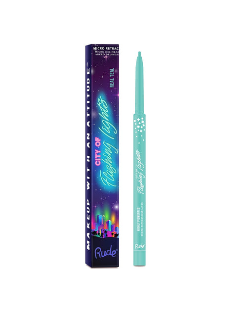 Load image into Gallery viewer, RUDE City of Flashing Lights Micro Retractable Liner - Real Teal

