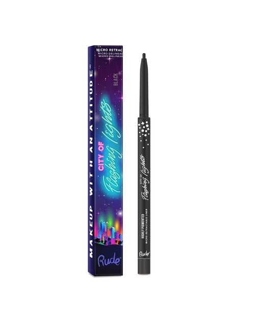 Load image into Gallery viewer, RUDE City of Flashing Lights Micro Retractable Liner - Black
