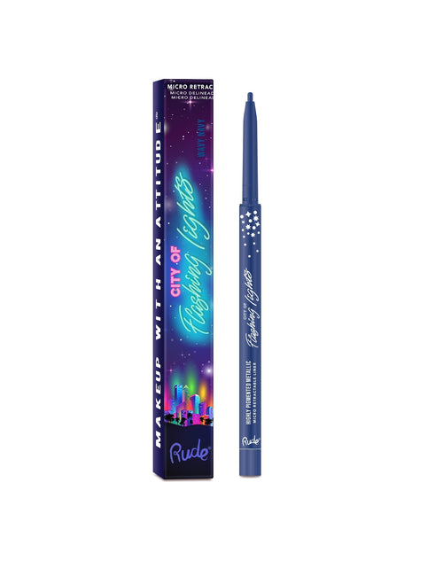 Load image into Gallery viewer, RUDE City of Flashing Lights Micro Retractable Liner - Wavy Navy
