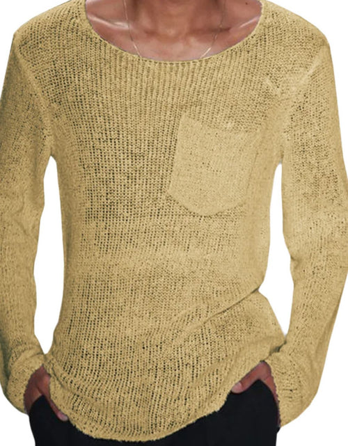 Load image into Gallery viewer, Men's Plus Size Round Neck Long Sleeve Knit T-Shirt
