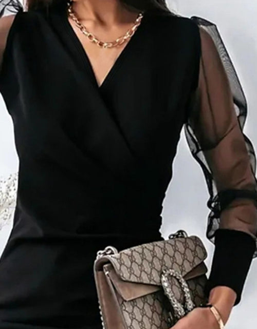 Load image into Gallery viewer, Surplice Long Sleeve Mini Dress
