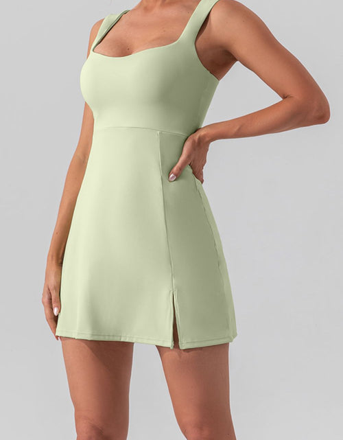 Load image into Gallery viewer, Square Neck Sleeveless Slit Mini Active Dress
