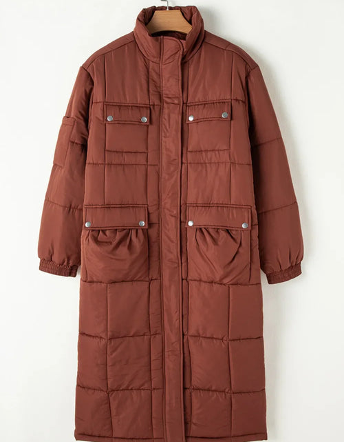 Load image into Gallery viewer, Pocketed Bubble Texture Long Sleeve Longline Winter Coat
