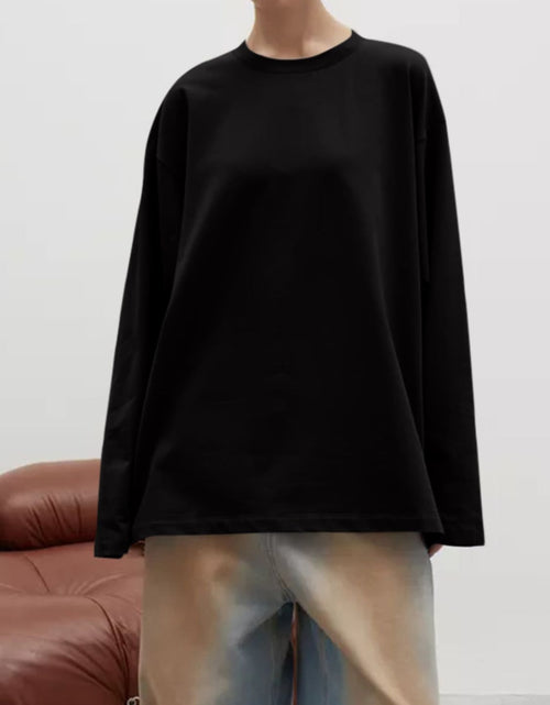 Load image into Gallery viewer, Round Neck Dropped Shoulder Long Sleeve T-Shirt
