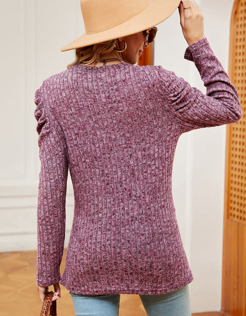Load image into Gallery viewer, Round Neck Puff Sleeve T-Shirt
