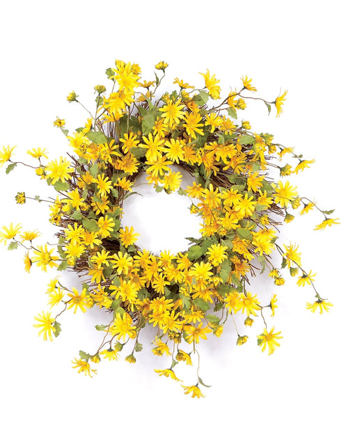 Load image into Gallery viewer, Yellow Daisy Floral Wreath 23"D
