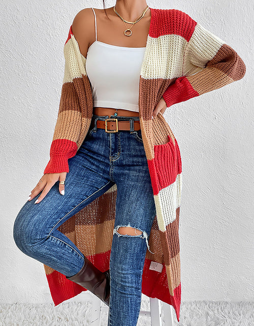 Load image into Gallery viewer, Color Block Open Front Longline Cardigan
