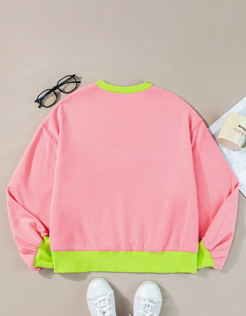 Load image into Gallery viewer, Contrast Round Neck Long Sleeve Sweatshirt
