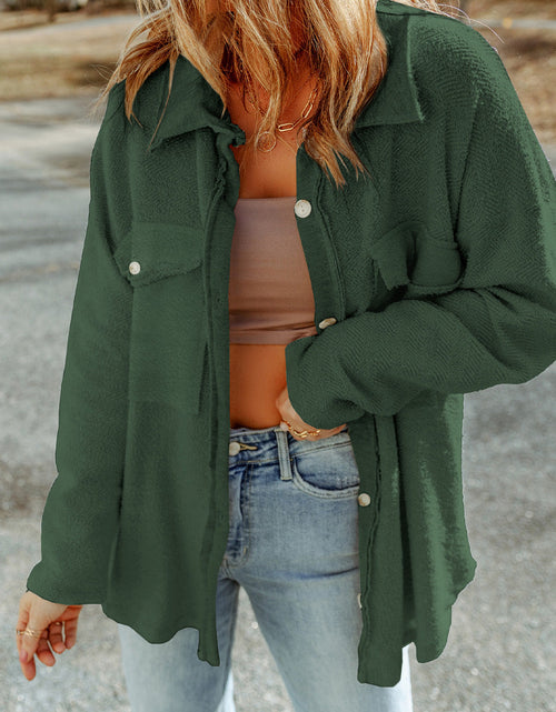 Load image into Gallery viewer, Pocketed Button Up Droppped Shoulder Jacket
