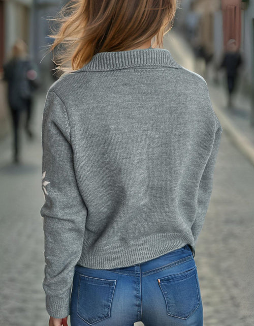 Load image into Gallery viewer, Pearl Trim Collared Neck Long Sleeve Cardigan
