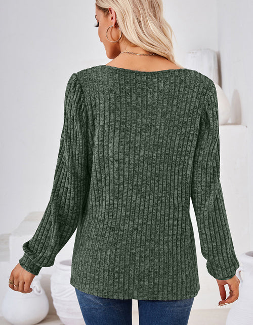 Load image into Gallery viewer, Ribbed Square Neck Long Sleeve T-Shirt
