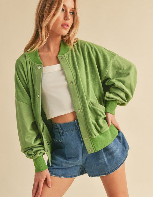 Load image into Gallery viewer, Aemi + Co Snap Down Drop Shoulder Brushed Jacket
