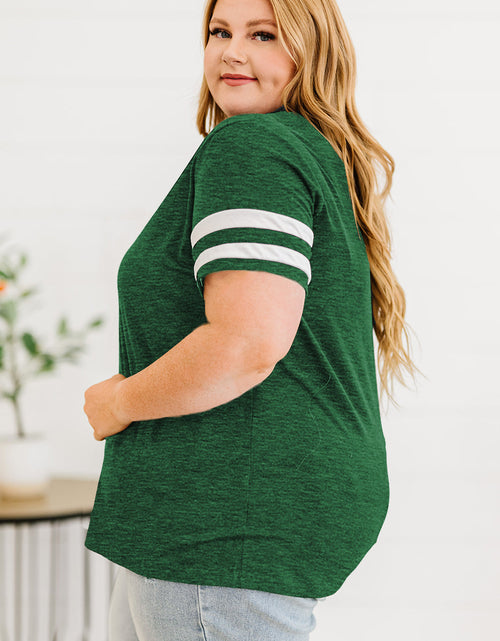 Load image into Gallery viewer, Plus Size Striped V-Neck Tee Shirt
