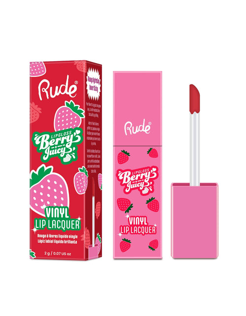 Load image into Gallery viewer, RUDE Berry Juicy Vinyl Lip Lacquer - Ruby Red
