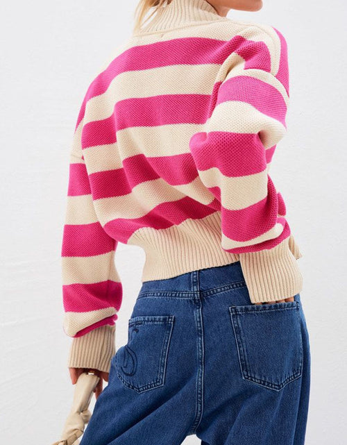 Load image into Gallery viewer, Striped Button Down Drop Shoulder Cardigan
