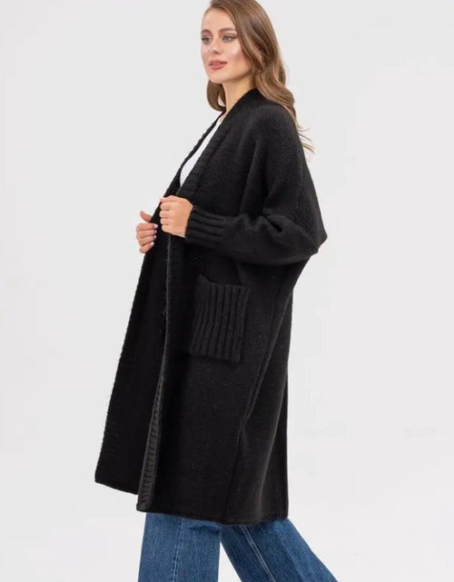 Load image into Gallery viewer, Pocketed Open Front Long Sleeve Longline Cardigan

