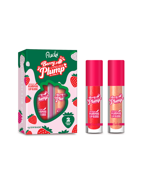 Load image into Gallery viewer, RUDE Berry Plump Plumping Lip Gloss Duo - Fairy / Strawberry Kiss Duo
