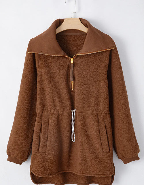 Load image into Gallery viewer, Drawstring Half Zip Long Sleeve Sweatshirt
