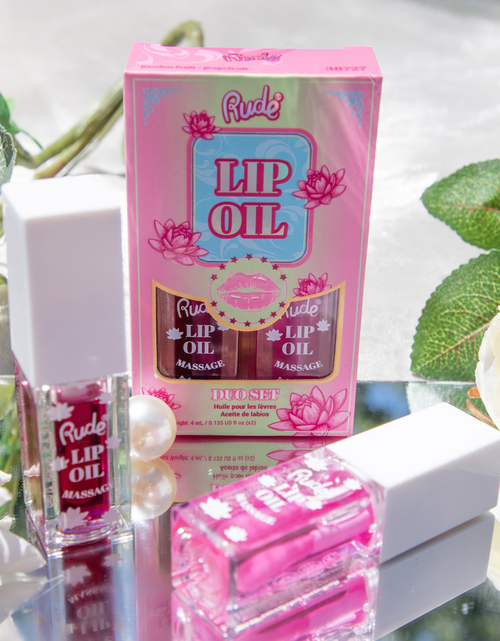 Load image into Gallery viewer, RUDE Lip Oil Massage Duo - Passion Fruit / Grapefruit Duo
