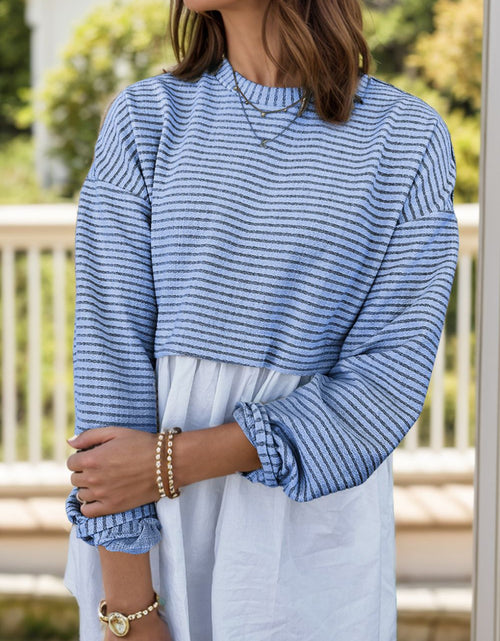 Load image into Gallery viewer, Striped Round Neck Long Sleeve Mini Dress
