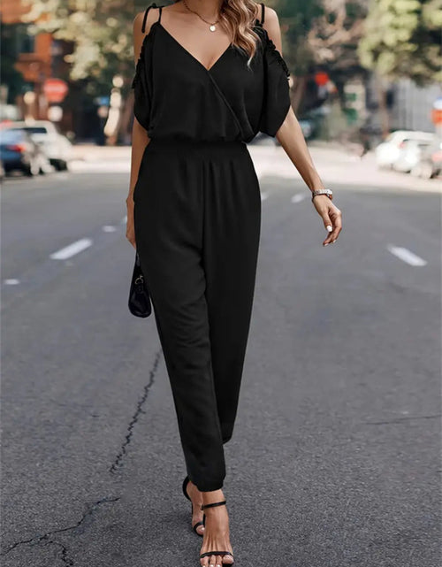 Load image into Gallery viewer, Surplice Tied Spaghetti Strap Jumpsuit

