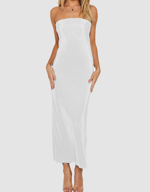 Load image into Gallery viewer, Lace-Up Back Tube Maxi Dress
