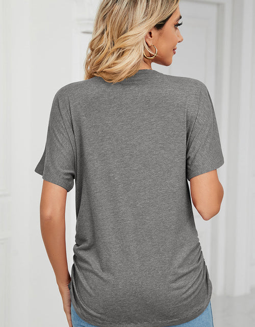 Load image into Gallery viewer, Ruched V-Neck Short Sleeve T-Shirt
