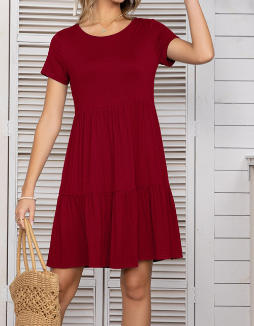 Load image into Gallery viewer, Round Neck Short Sleeve Mini Tee Dress
