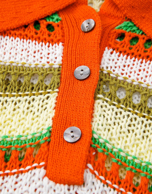 Load image into Gallery viewer, Openwork Stripe Sleeveless Sweater Dress
